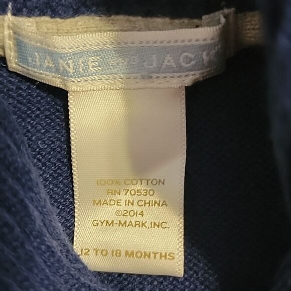 JANIE AND JACK BLUE AND GRAY TRAIN SHAWL COLLAR SWEATER, SIZE 12-18 MONTHS - Picture 6 of 8